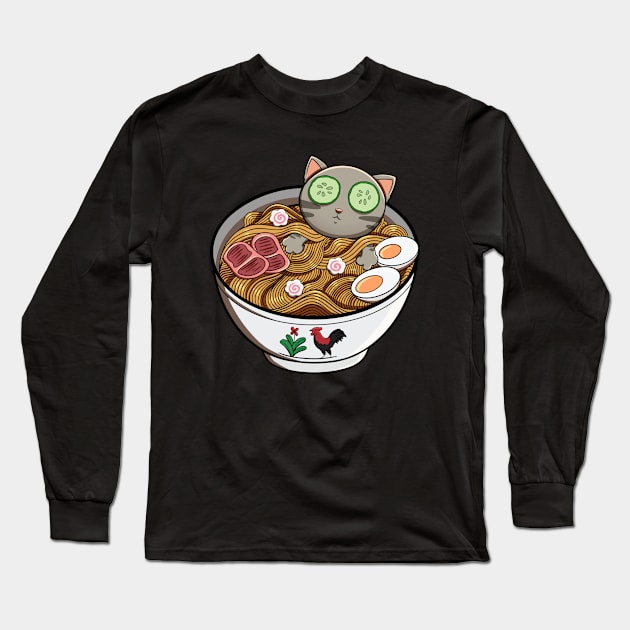 Lazy Cat Ramen Long Sleeve T-Shirt by Heriaskuri